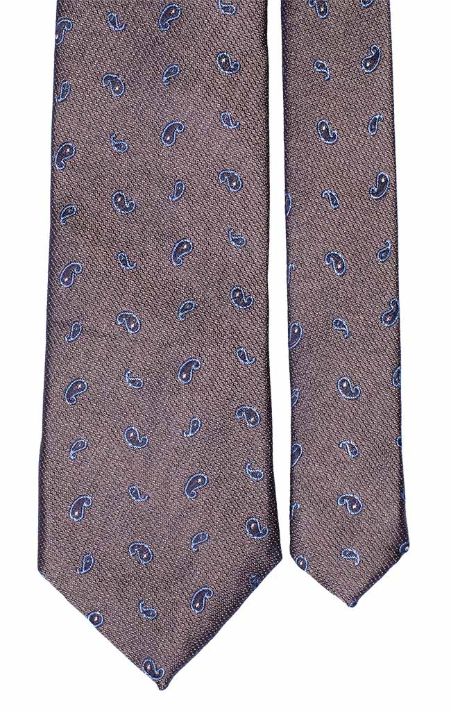 Cravatta di Seta Jaspé Corda Paisley Blu Celeste Bianco Made in Italy Graffeo Cravatte Pala