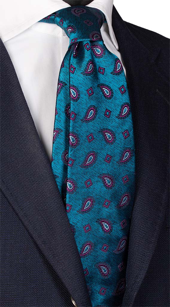 Cravatta di Seta Jaspé Ottanio Paisley Amaranto Nero Grigio Made in Italy Graffeo Cravatte