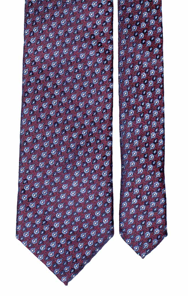 Cravatta di Seta Jaspé Rossa Bordeaux Fantasia Blu Celeste Bianco Made in Italy Graffeo Cravatte Pala