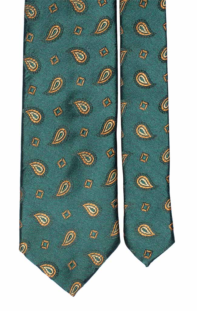 Cravatta di Seta Jaspé Verde Paisley color Oro Made in Italy Graffeo Cravatte Pala