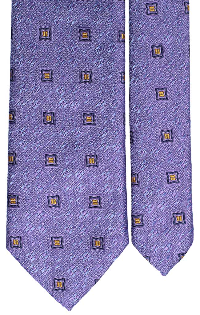 Cravatta di Seta Lavanda Fantasia Blu Gialla Made in Italy Graffeo Cravatte Pala