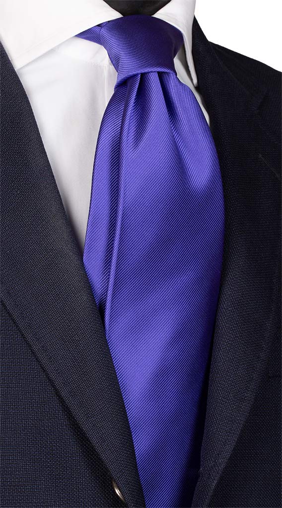 Cravatta di Seta Lavanda con Riga Tono su Tono Tinta Unita Made in Italy Graffeo Cravatte