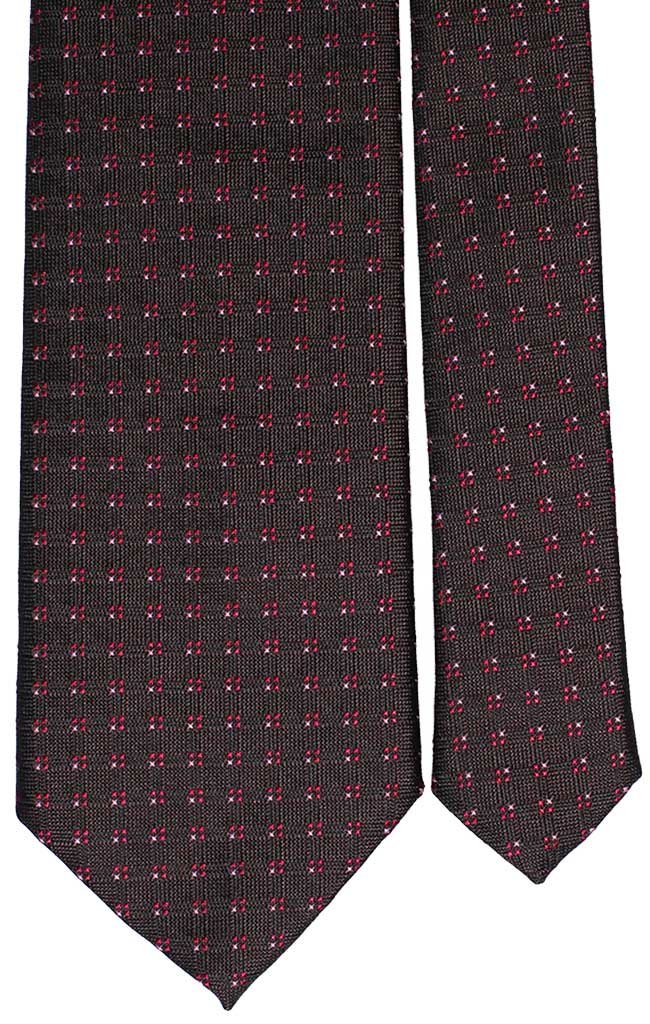 Cravatta di Seta Marrone Bruciato Fantasia Fucsia Rosa Made in Italy Graffeo Cravatte Pala