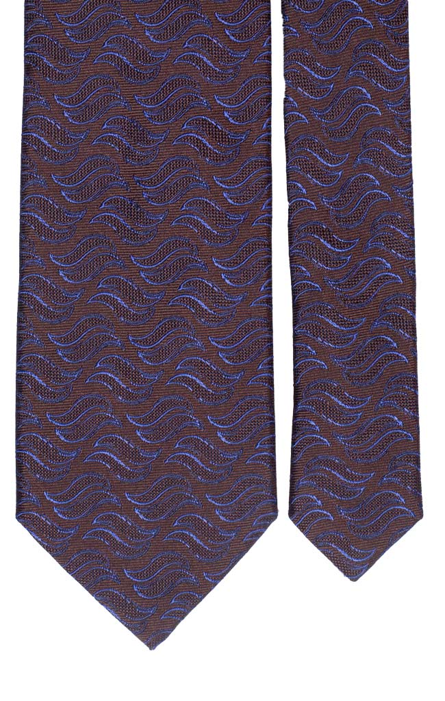 Cravatta di Seta Marrone Fantasia Bluette Made in Italy Graffeo Cravatte Pala