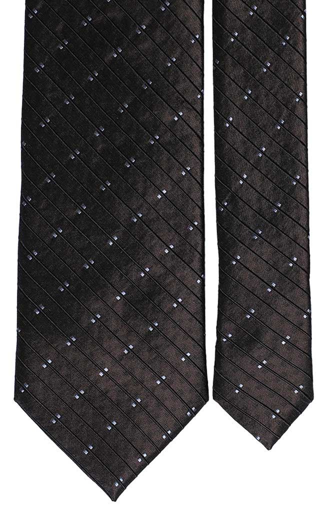 Cravatta di Seta Marrone Riga Tono su Tono Celeste Made in Italy Graffeo Cravatte Pala