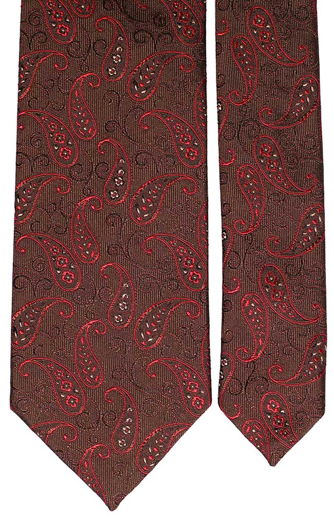Cravatta di Seta Marrone Verde Paisley Rosso Made in Italy Graffeo Cravatte Pala