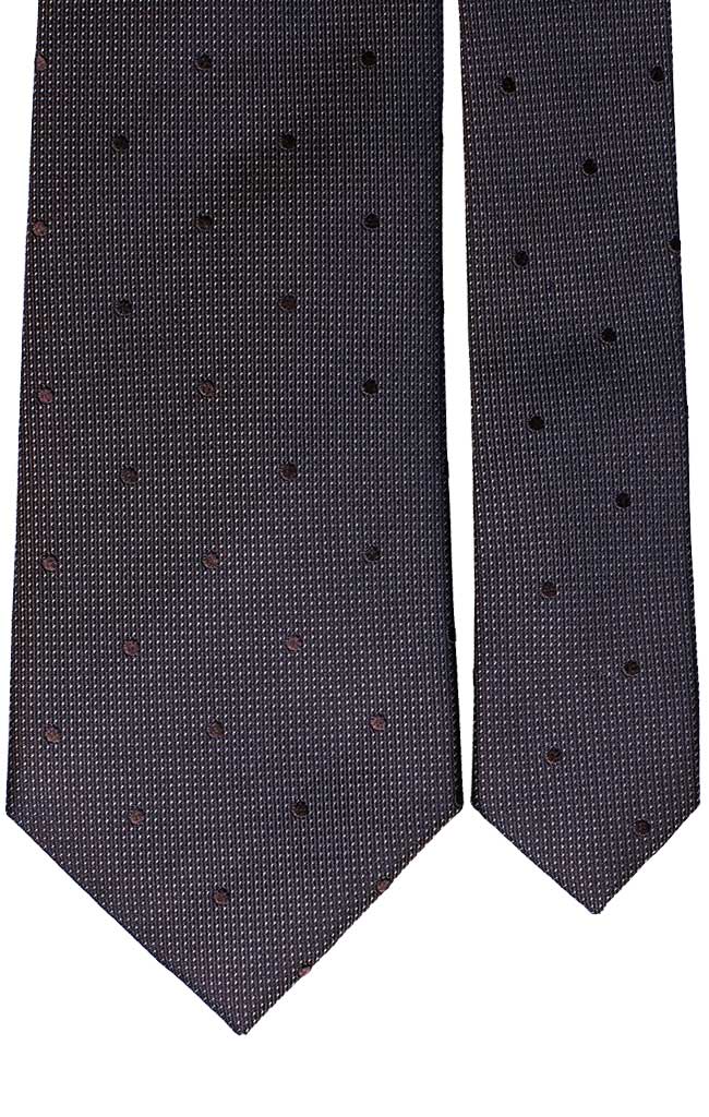 Cravatta di Seta Marrone a Pois Tono su Tono Made in Italy Graffeo cravatte Pala