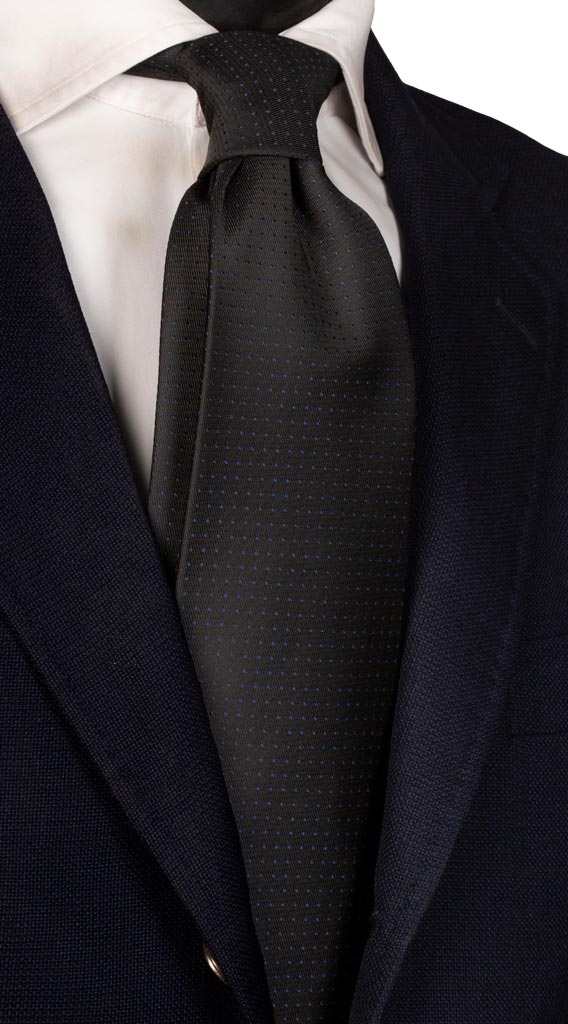 Cravatta di Seta Marrone Bruciato Punto a Spillo Bluette Made in italy Graffeo Cravatte