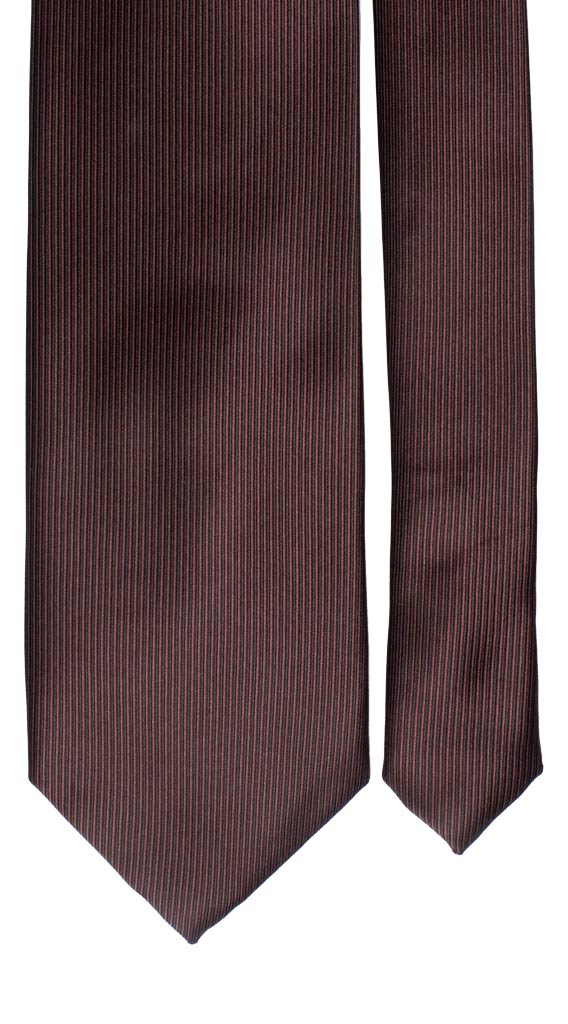 Cravatta di Seta Marrone Righe Verticali Marrone Bruciato Made in Italy graffeo Cravatte Pala