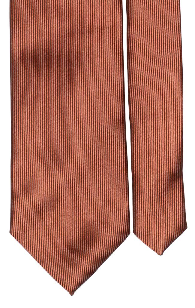 Cravatta di Seta Marrone con Riga Verticale Tinta Unita Made in Italy Graffeo Cravatte Pala