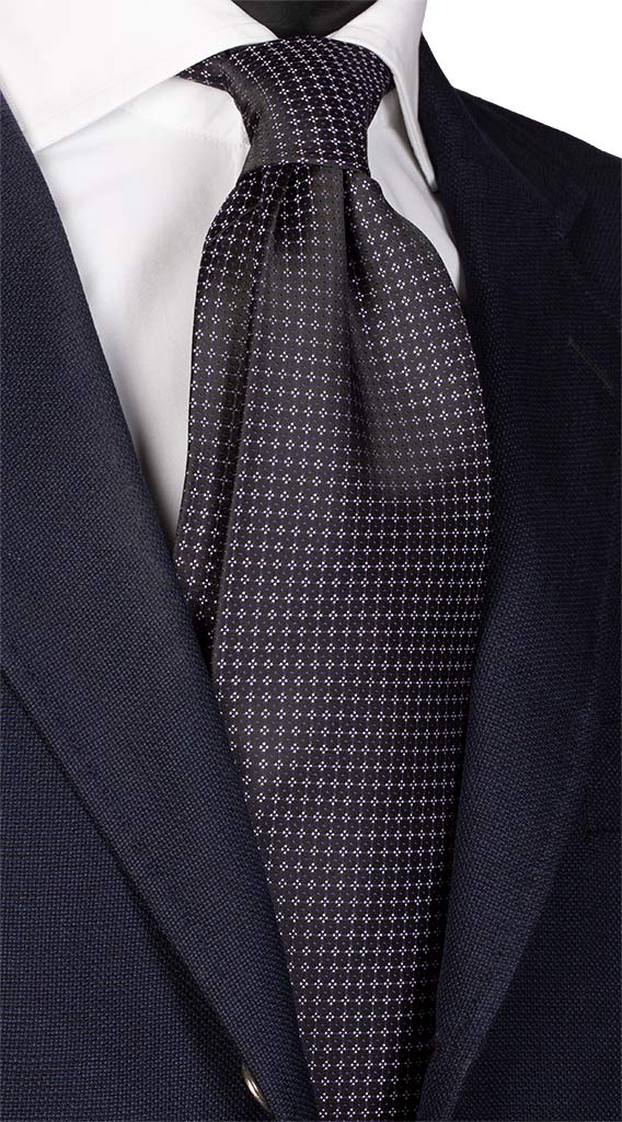 Cravatta di Seta Nera Fantasia Glicine Made in Italy Graffeo Cravatte