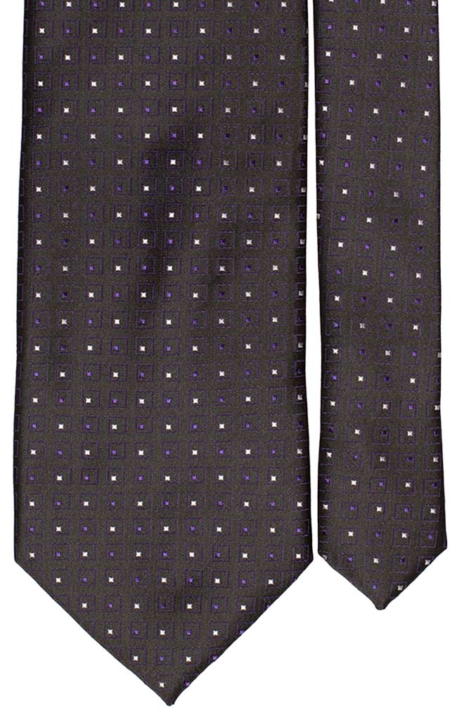 Cravatta di Seta Nera Fantasia Viola Bianco Made in Italy Graffeo Cravatte Pala