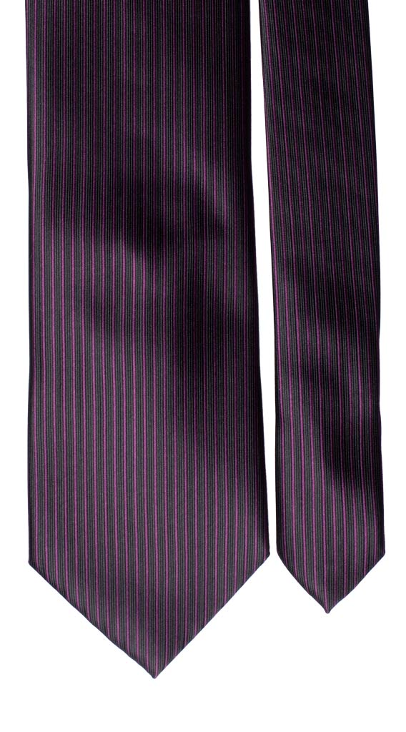 Cravatta di Seta Nera Righe Verticali Viola scuro Made in Italy graffeo Cravatte Pala
