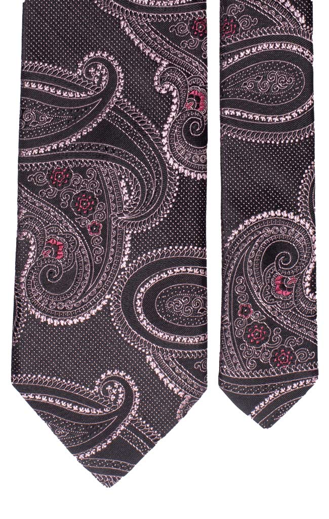 Cravatta di Seta Nera Paisley Rosa Made in italy Graffeo Cravatte Pala