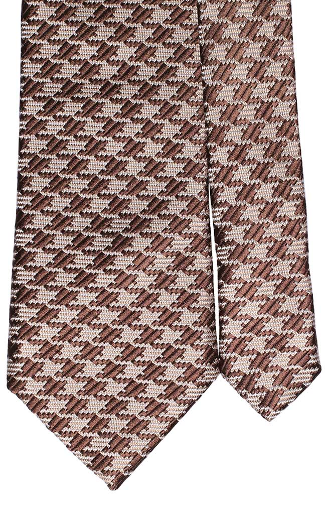 Cravatta di Seta Pied de Poule Grigio Chiaro Marrone Made in Italy Graffeo Cravatte Pala