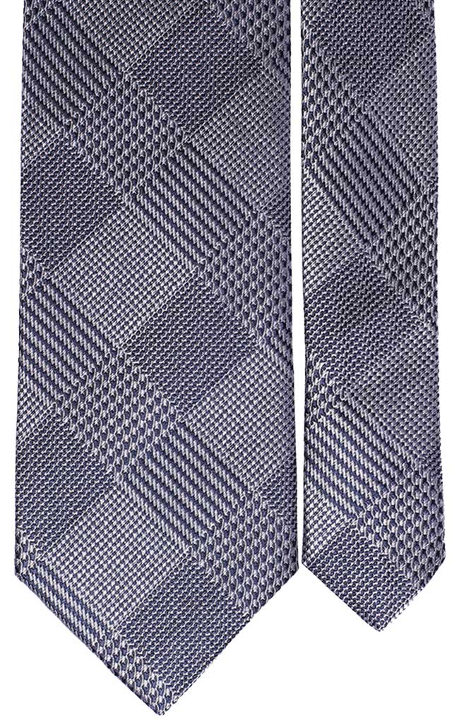 Cravatta di Seta Principe di Galles Grigio Argento Blu Made in Italy Graffeo Cravatte Pala