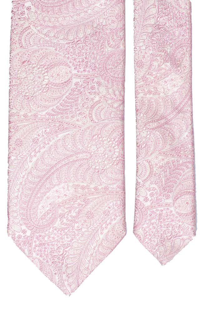 Cravatta di Seta Rosa Antico Bianco Paisley Tono su Tono Made in italy Graffeo Cravatte Pala