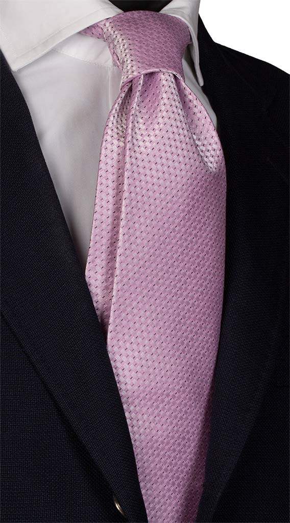 Cravatta di Seta Rosa Fantasia Blu Made in Italy Graffeo Cravatte