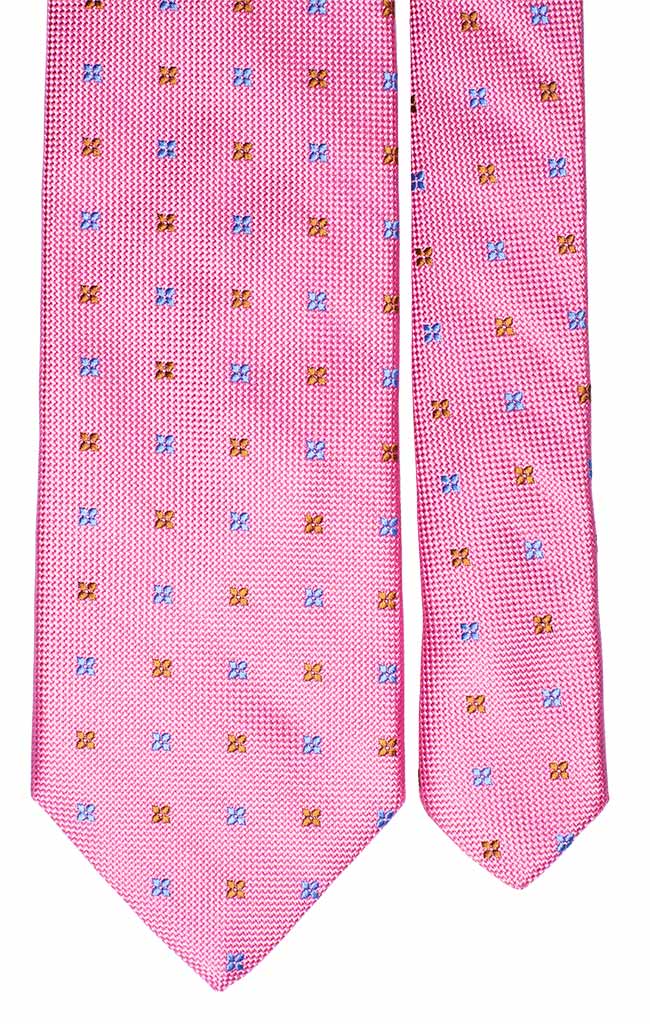 Cravatta di Seta Rosa Fantasia Marrone Celeste Made in Italy Graffeo Cravatte Pala