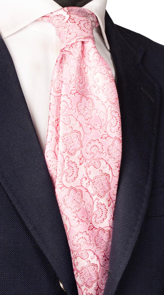 Cravatta di Seta Rosa Paisley Tono su Tono Made in Italy Graffeo Cravatte