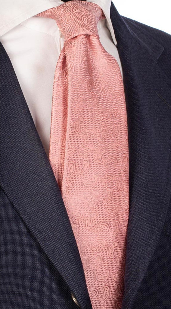 Cravatta di Seta Rosa Paisley Tono su Tono Made in Italy Graffeo Cravatte