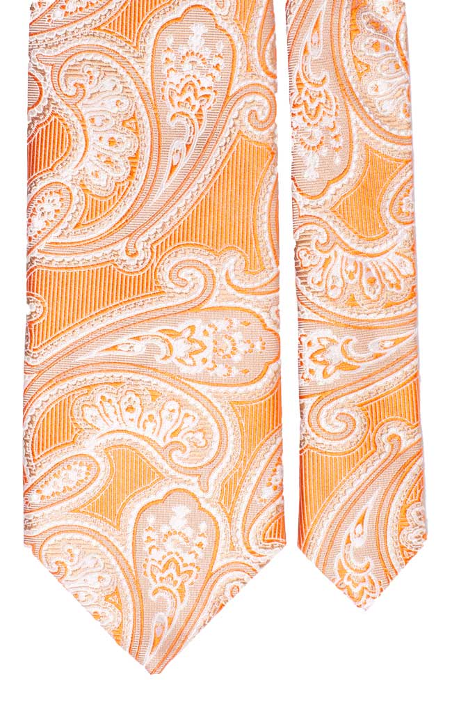 Cravatta di Seta Rosa Salmone Paisley Bianco Beige Made in Italy Graffeo Cravatte Pala