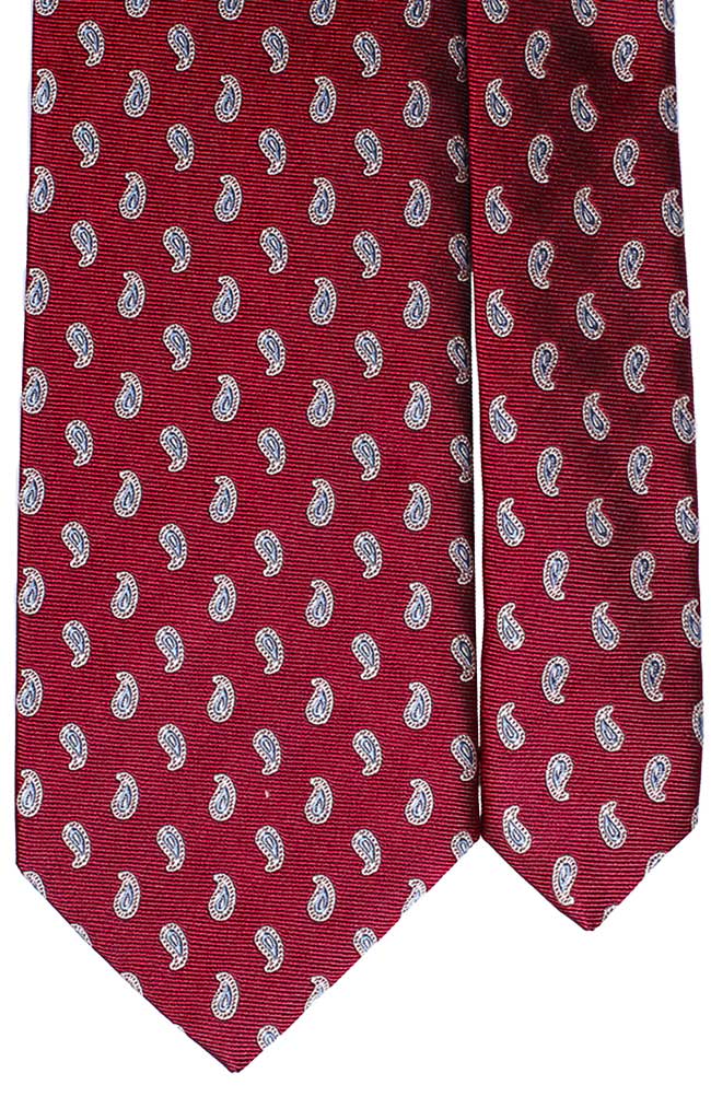 Cravatta di Seta Rossa Bordeaux Paisley Bianco Celeste Made in Italy Graffeo Cravatte Pala