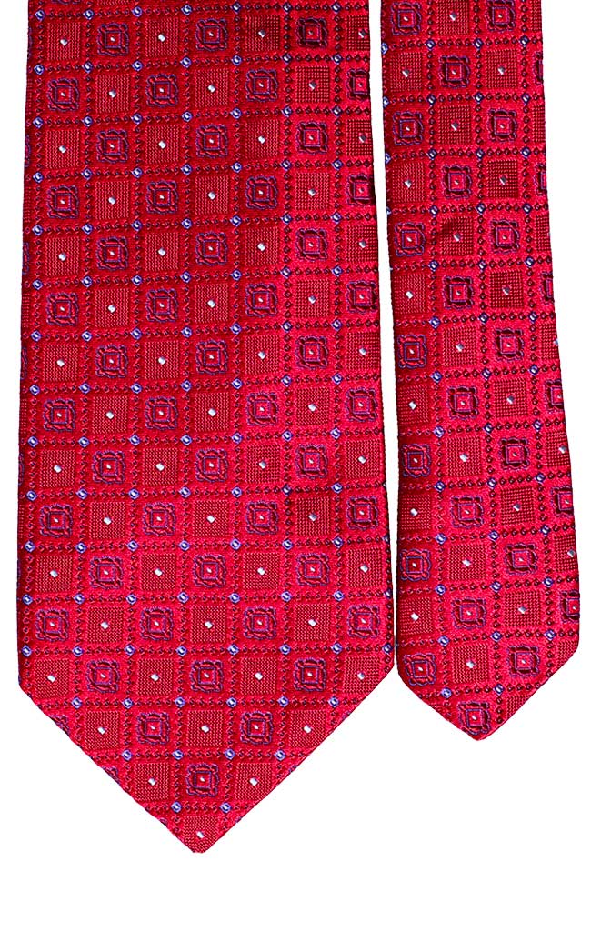 Cravatta di Seta Rossa Fantasia Bluette Celeste Made in Italy Graffeo Cravatte Pala
