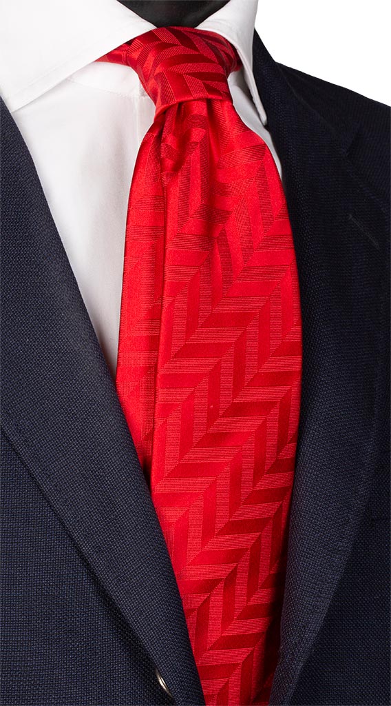 Cravatta di Seta Rossa Fantasia Lisca di Pesce Made in Italy Graffeo Cravatte Pala