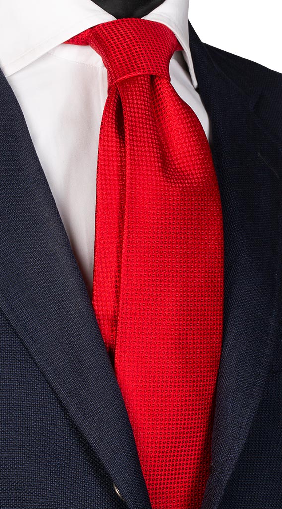 Cravatta di Seta Rossa Fantasia Tono su Tono Made in Italy Graffeo Cravatte