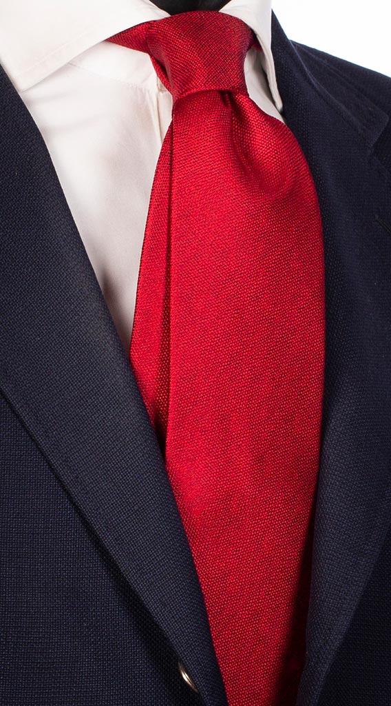 Cravatta di Seta Rossa Micro Fantasia Tono su Tono Made in Italy Graffeo Cravatte