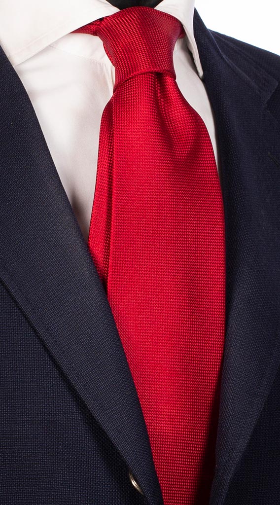 Cravatta di Seta Rossa Micro Fantasia Tono su Tono Tinta Unita Made in italy Graffeo Cravatte
