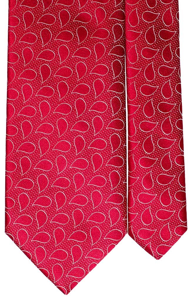 Cravatta di Seta Rossa Paisley Bianco Made in Italy Graffeo Cravatte Pala