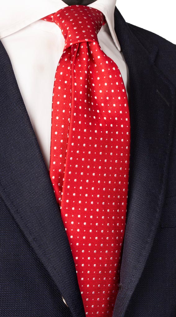 Cravatta di Seta Rossa Pois Bianchi Made in Italy graffeo Cravatte