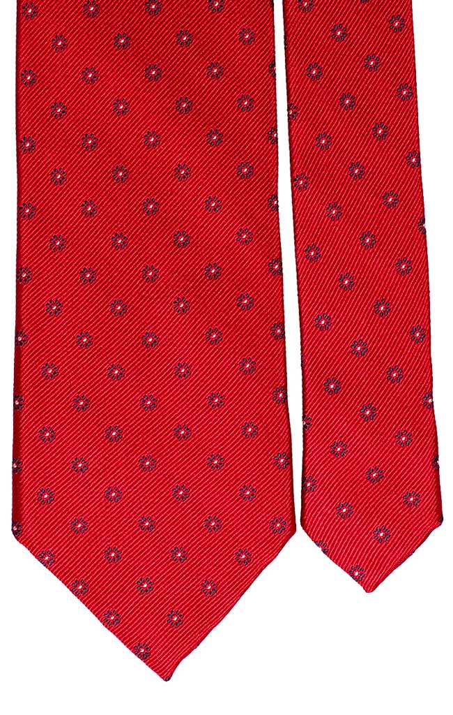 Cravatta di Seta Rossa a Fiori Blu Bianco Made in Italy Graffeo Cravatte Pala
