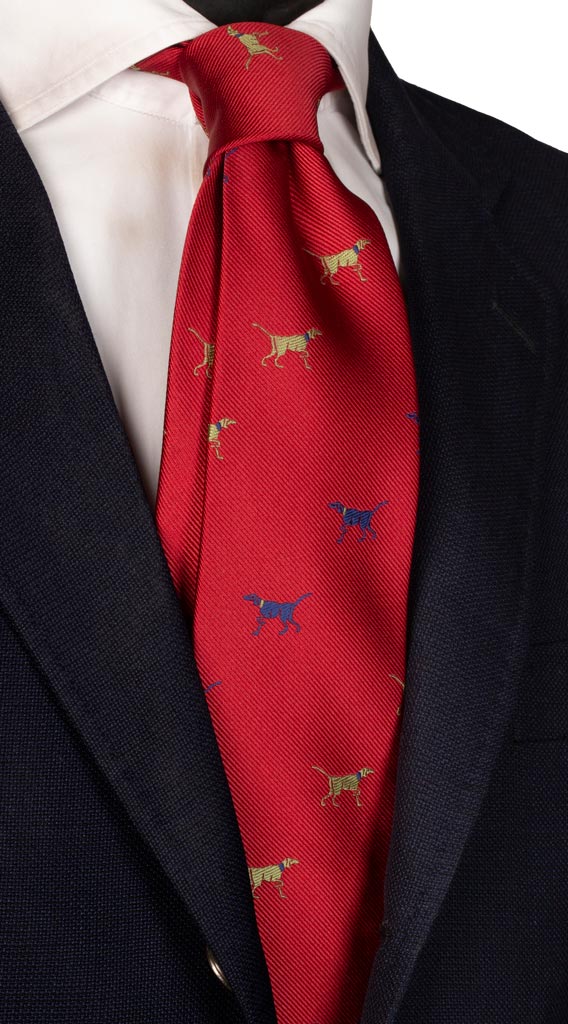 Cravatta di Seta Rosso Bordeaux con Animali Made in Italy graffeo Cravatte