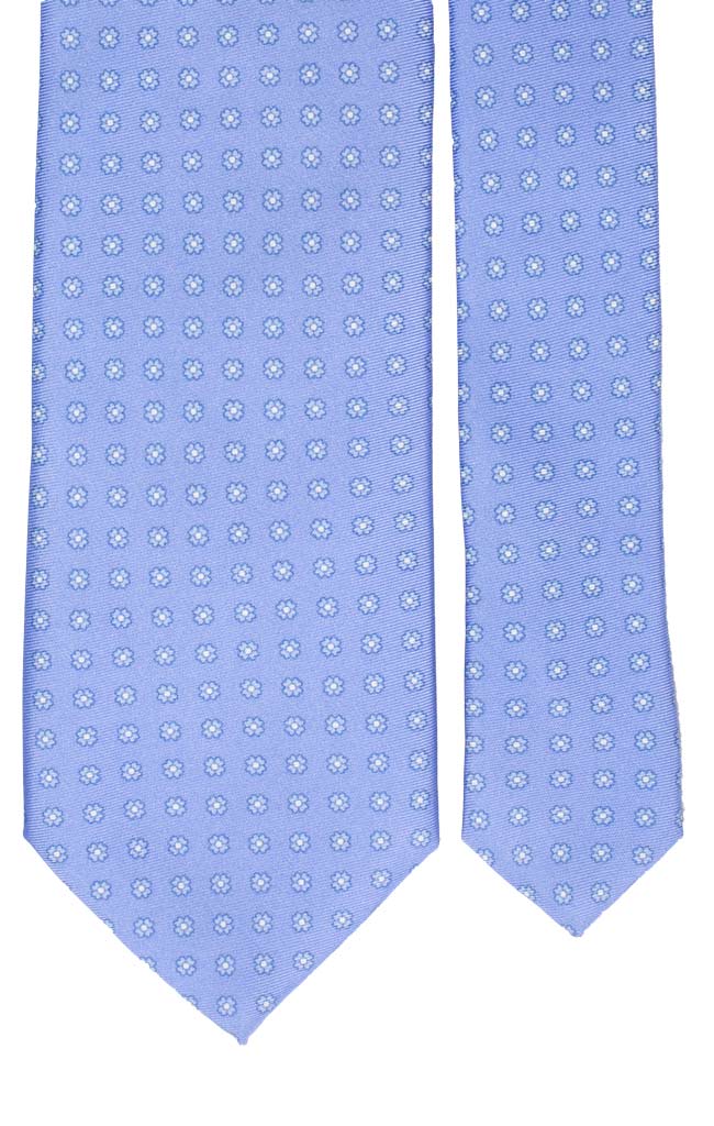 Cravatta di Seta Stampa Azzurra a Fiori Bianchi Made in italy graffeo Cravatte Pala