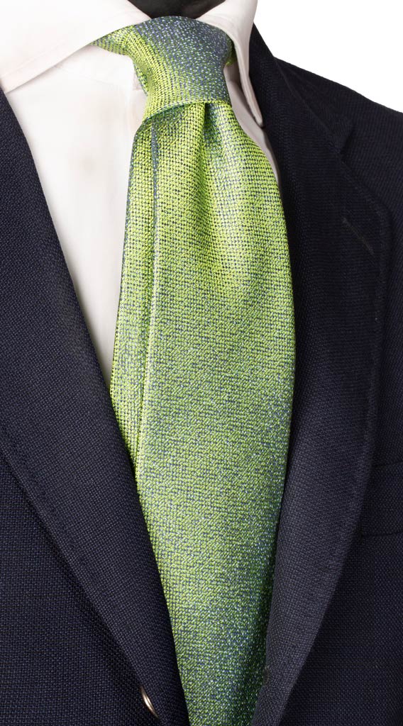 Cravatta di Seta Verde Fantasia Celeste Made in Italy Graffeo Cravatte