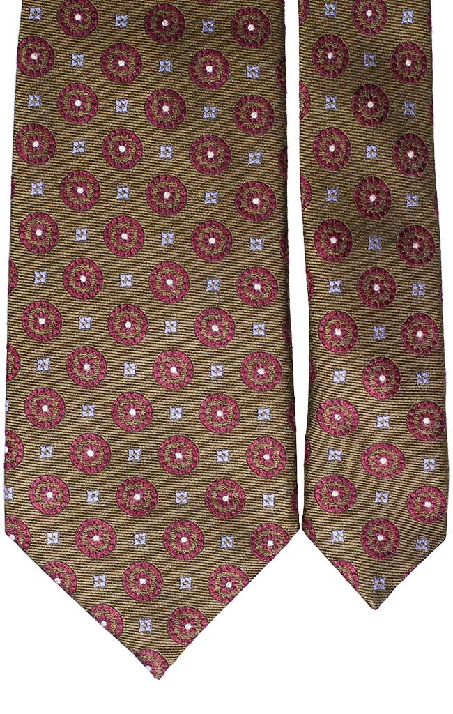 Cravatta di Seta Verde Fantasia Vinaccia Celeste Bianco Made in Italy Graffeo Cravatte pala