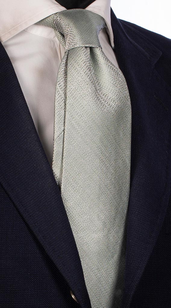 Cravatta di Seta Verde Grigio Chiaro a Fantasia Made in italy Graffeo Cravatte