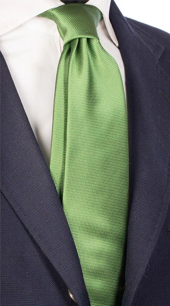 Cravatta di Seta Verde Mela Fantasia Tono su Tono Made in Italy Graffeo Cravatte