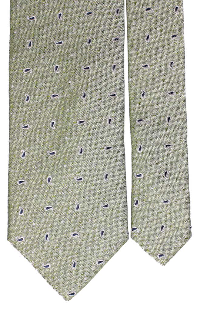 Cravatta di Seta Verde Paisley Blu Bianca Made in Italy Graffeo Cravatte Pala