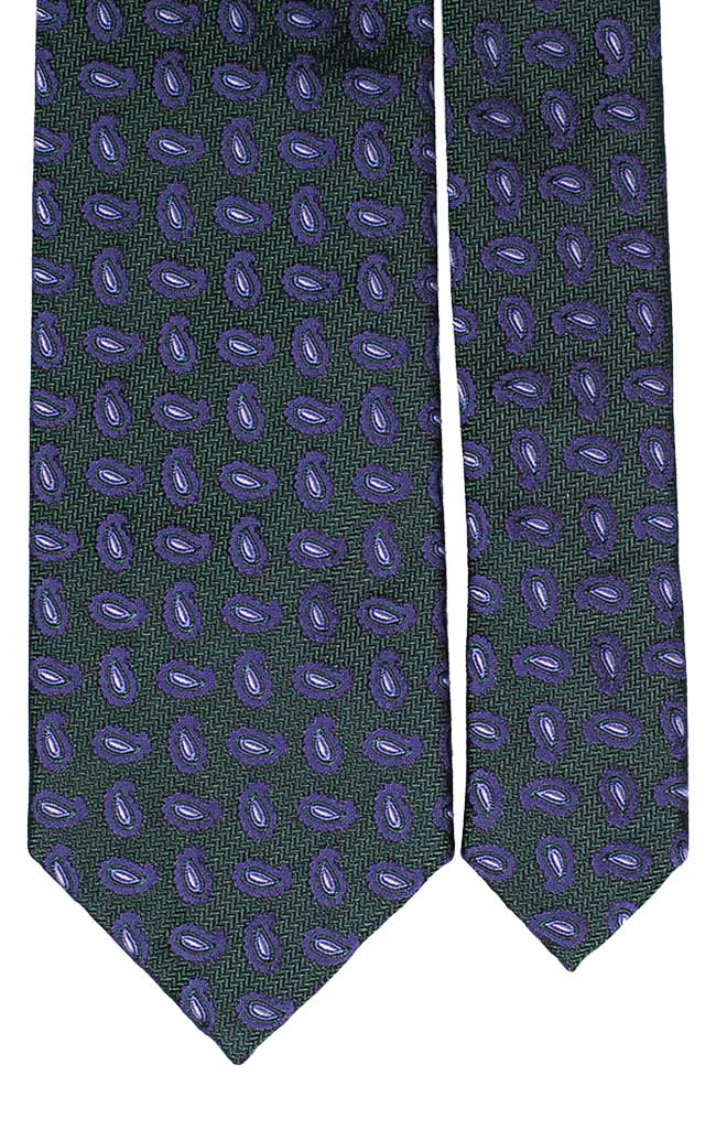 Cravatta di Seta Verde Paisley Blu Celeste Bianco Made in Italy Graffeo Cravatte Pala