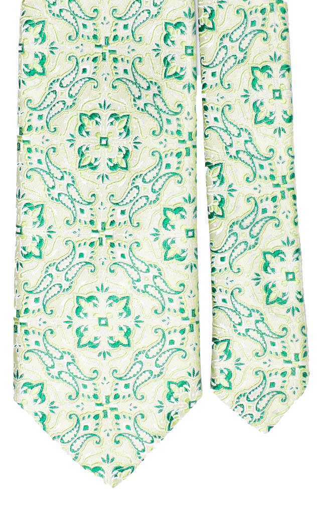 Cravatta di Seta Verde Paisley Tono su Tono Made in Italy Graffeo Cravatte Pala