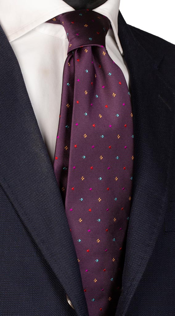 Cravatta di Seta Vinaccia Fantasia Carte da Poker Multicolor Made in Italy Graffeo Cravatte