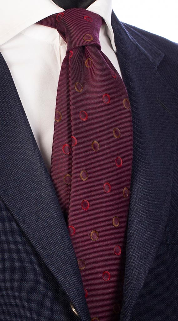 Cravatta di Seta Vinaccia Fantasia Rossa Marrone Made in Italy Graffeo Cravatte