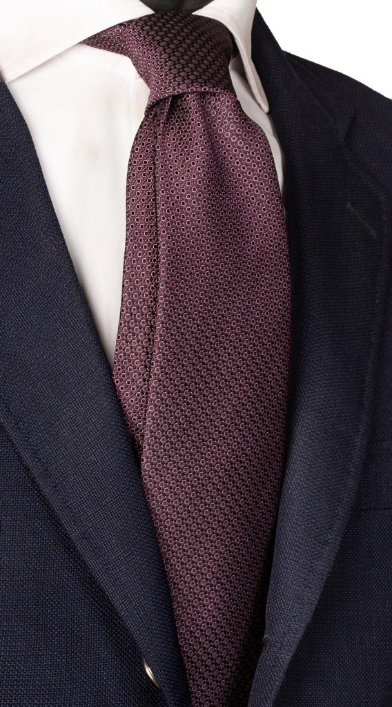 Cravatta di Seta Vinaccia Pois Blu Made in Italy Graffeo Cravatte