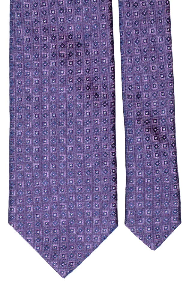 Cravatta di Seta Viola Fantasia Blu Made in Italy Graffeo Cravatte Pala