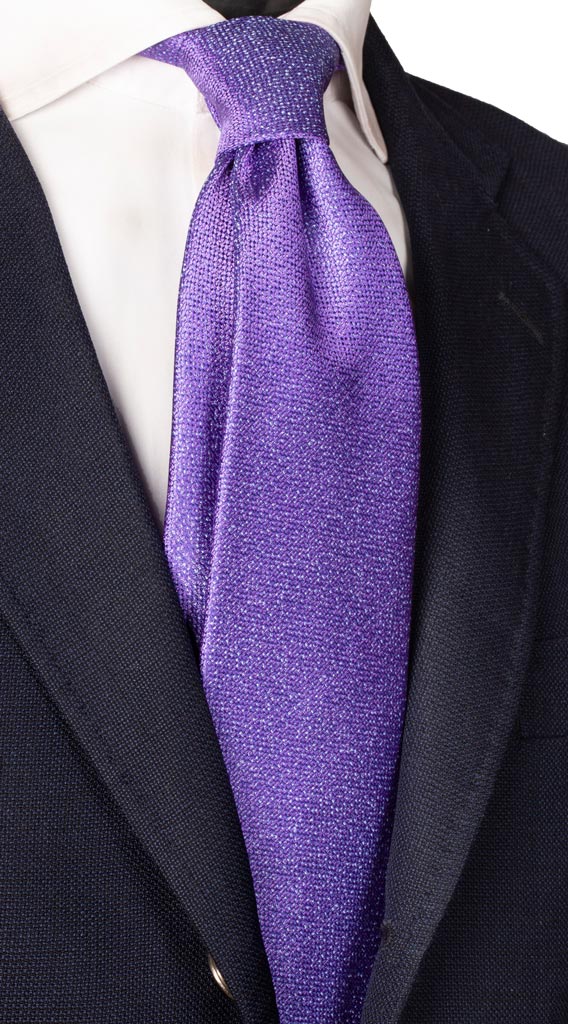 Cravatta di Seta Viola Fantasia Celeste Made in Italy Graffeo Cravatte