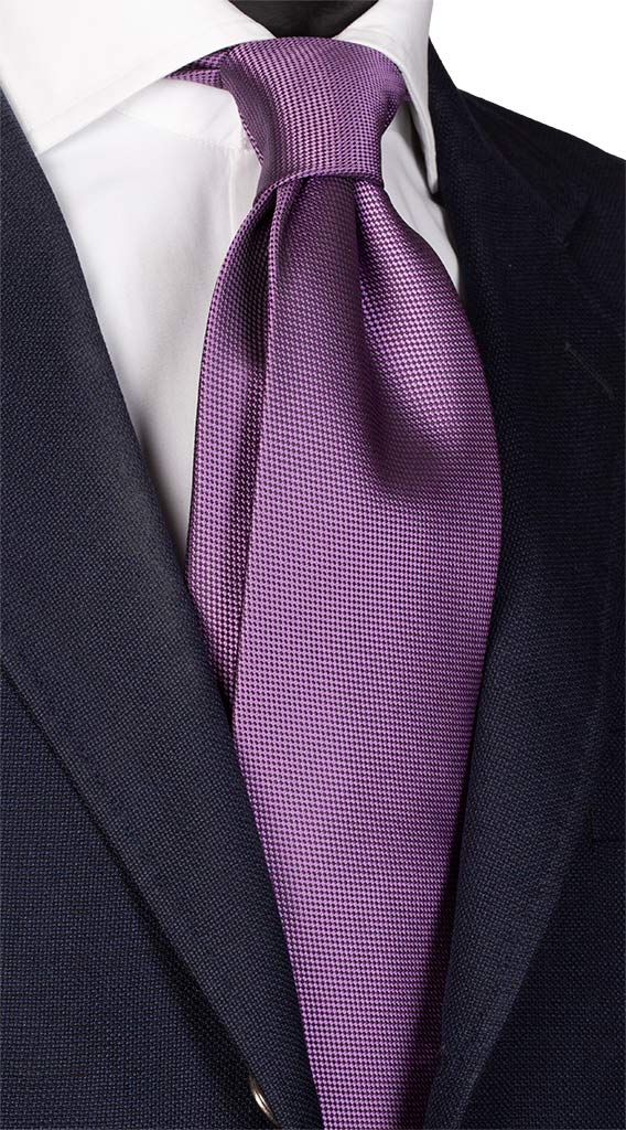 Cravatta di Seta Viola Tinta Unita Made in Italy Graffeo Cravatte